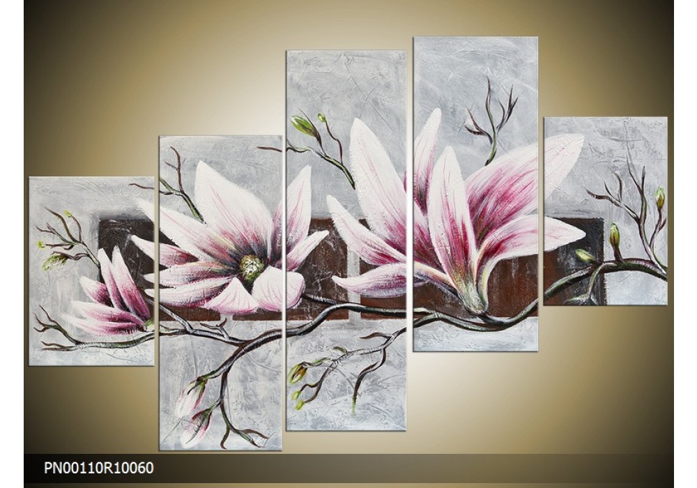 oud attribuut Specialiseren Acryl Schilderij Magnolia | Grijs, Roze | 150x70cm