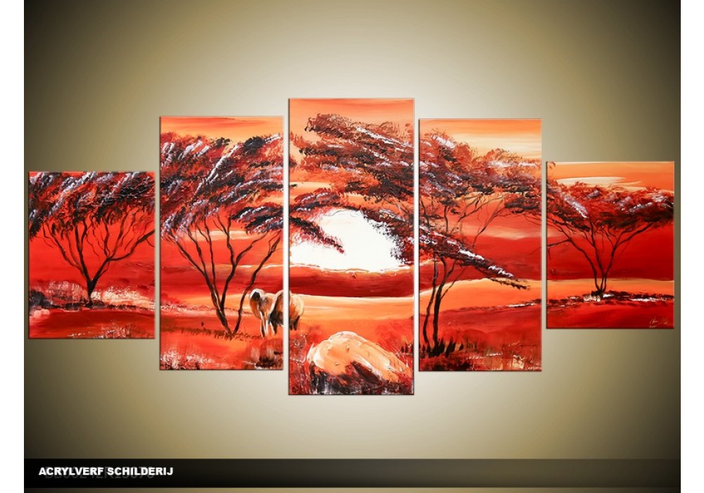 Acryl Schilderij Natuur | Oranje, Geel | 150x70cm 5Luik