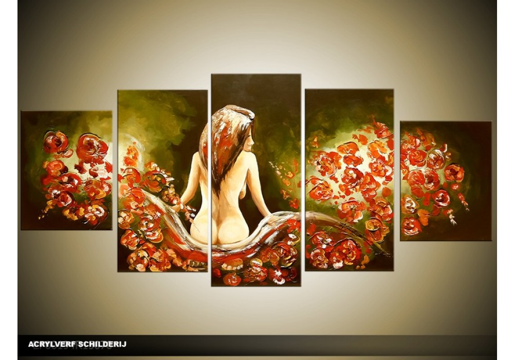 Acryl Schilderij Slaapkamer | Groen, Bruin | 150x70cm