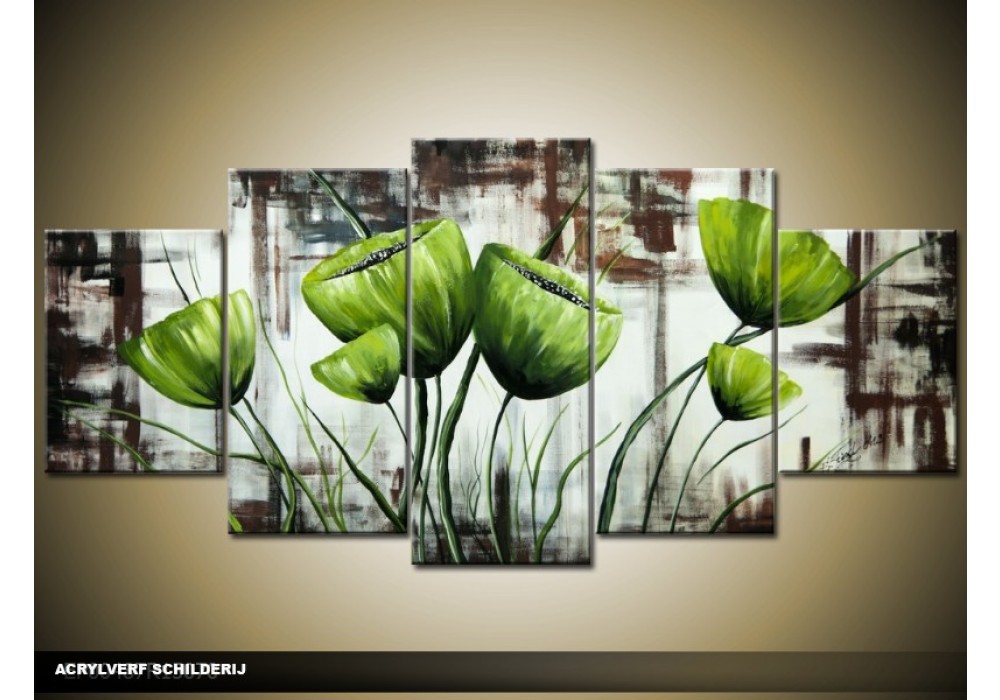 spiraal Ga wandelen Voorganger Acryl Schilderij Modern | Groen | 150x70cm 5Luik