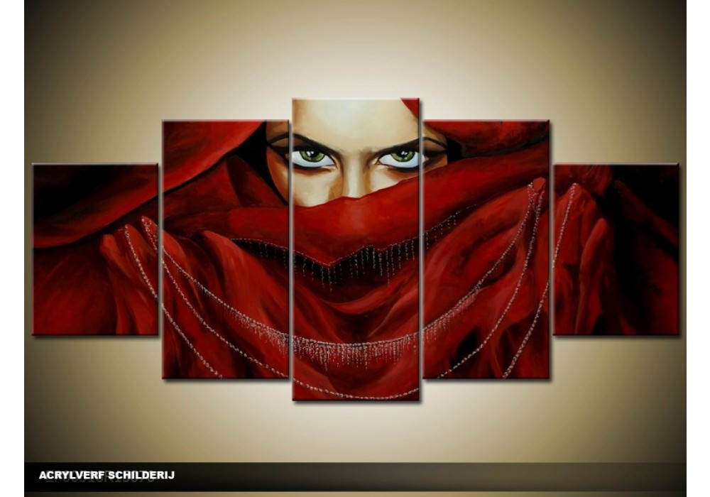 Acryl Schilderij Vrouw | Rood | 150x70cm 5Luik