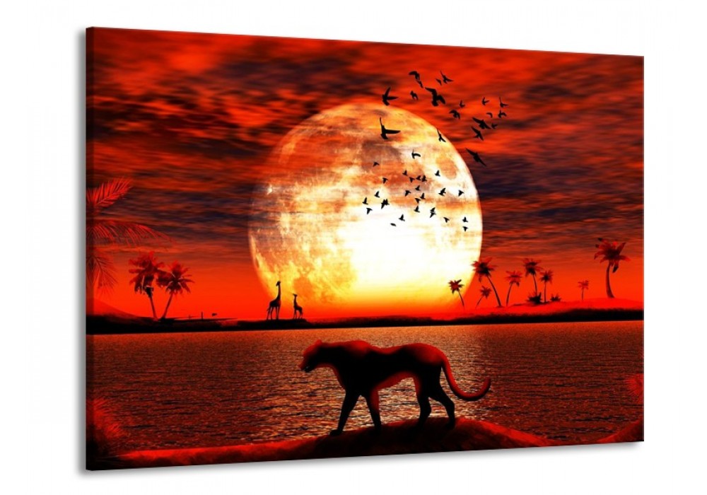 Glas schilderij Natuur | Rood, Wit, Zwart 100x70cm