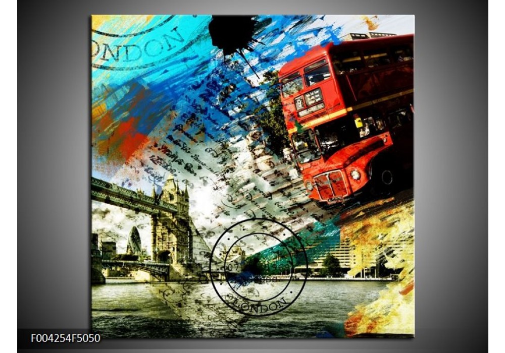 Canvas schilderij Engeland | Rood, Blauw, Geel