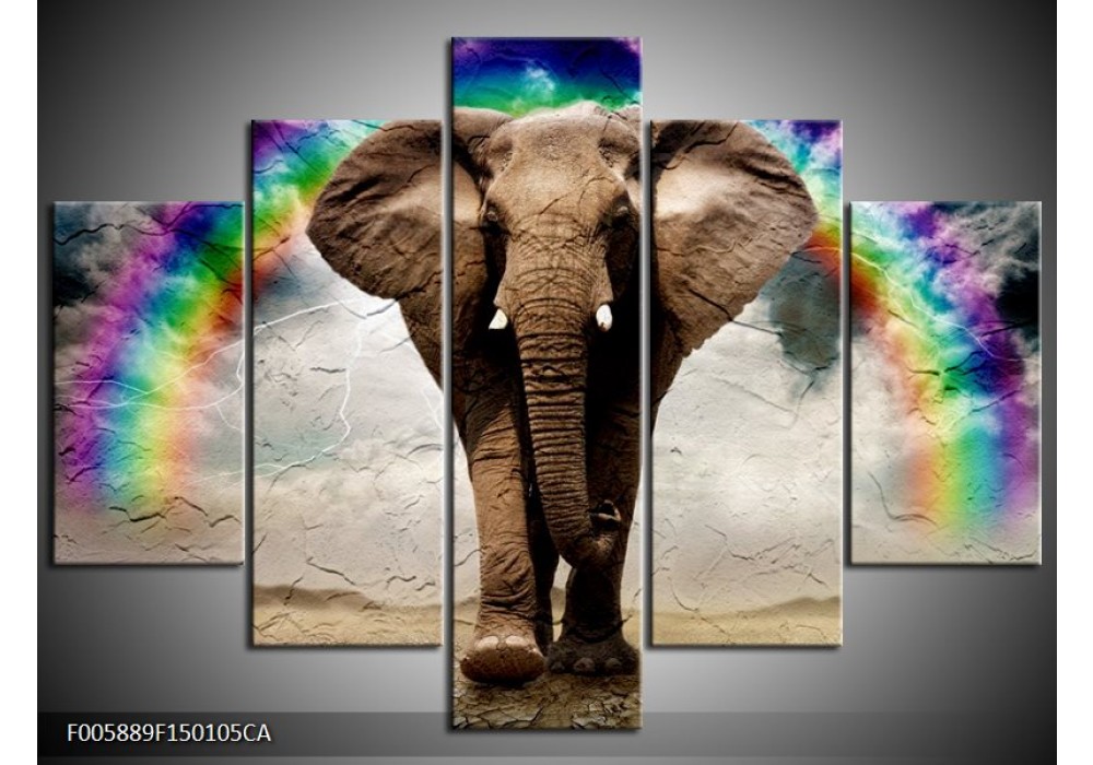 Canvas ART schilderij Olifant | Grijs | 150x105cm 5Luik
