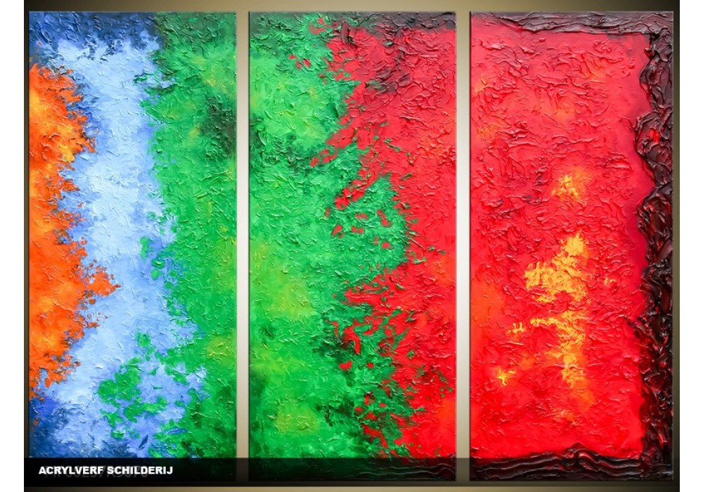 Acryl Schilderij Modern | Groen, Rood, Blauw | 120x80cm