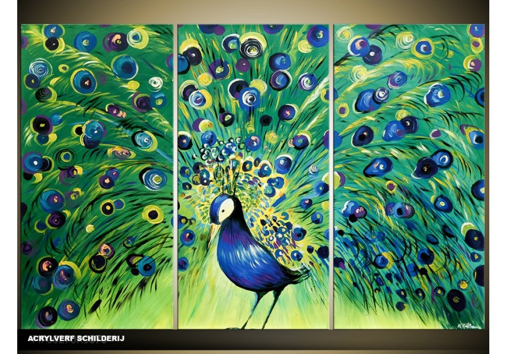 Schilderij | Groen, Blauw | 120x80cm 3Luik