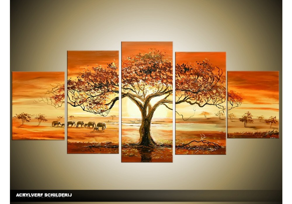 einde Bijwerken Veroveren Acryl Schilderij Afrika | Bruin, Oranje | 150x70cm