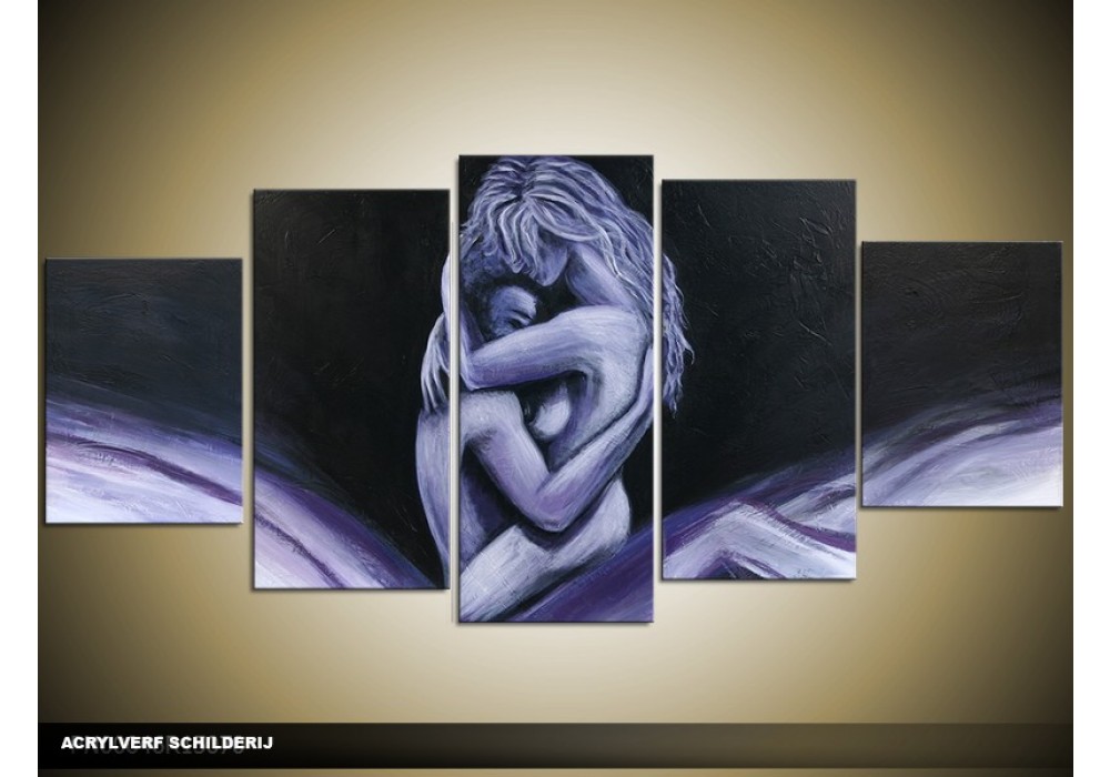 Acryl Schilderij Kunst, Sexy | Paars, Blauw, Zwart