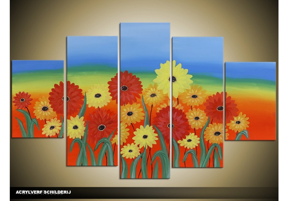 Acryl Schilderij Kleurrijk | Blauw, Rood, Geel
