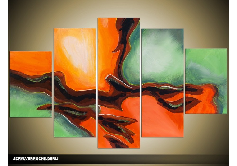 af hebben Overtreding Overwegen Acryl Schilderij Modern | Oranje, Groen | 100x60cm