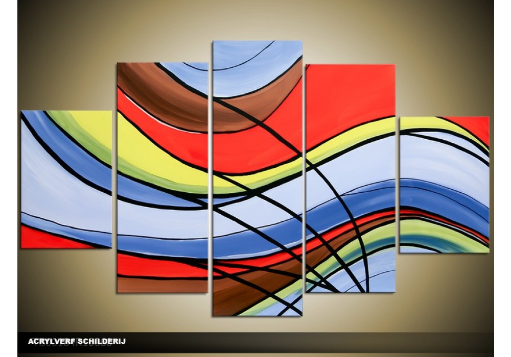 Schilderij rood blauwe stippen | Kunst voor in huis