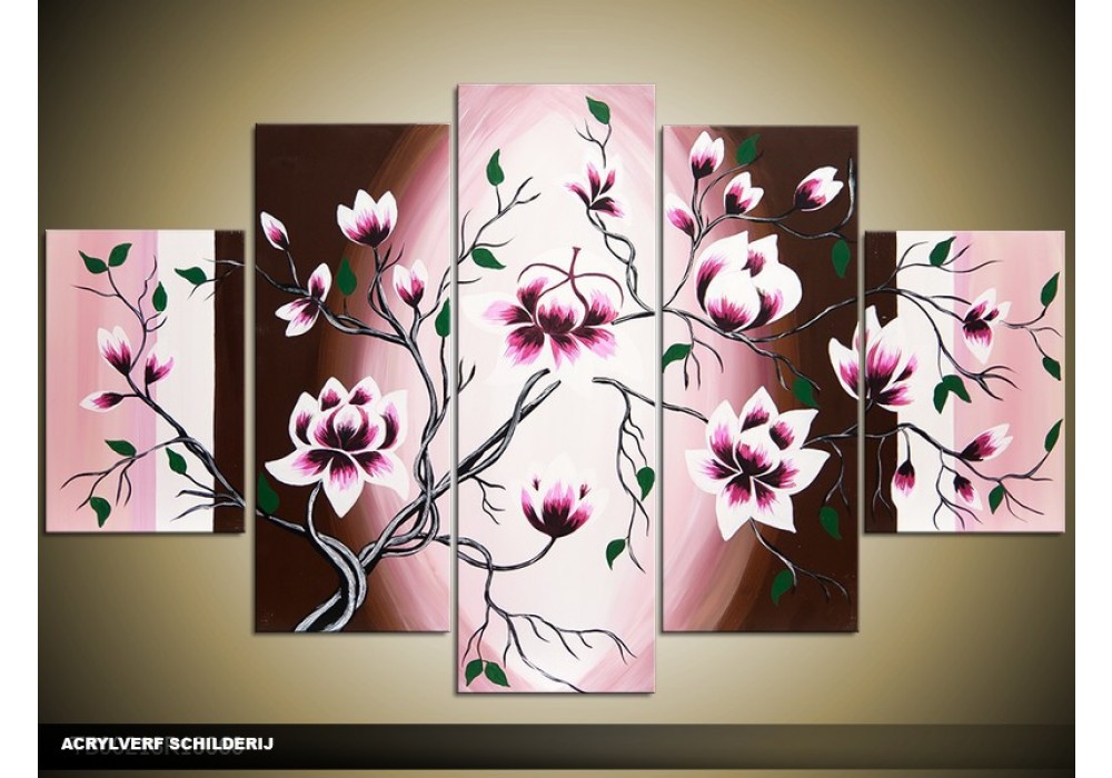 tot nu Pilfer Verwisselbaar Acryl Schilderij Magnolia | Paars, Roze, Bruin