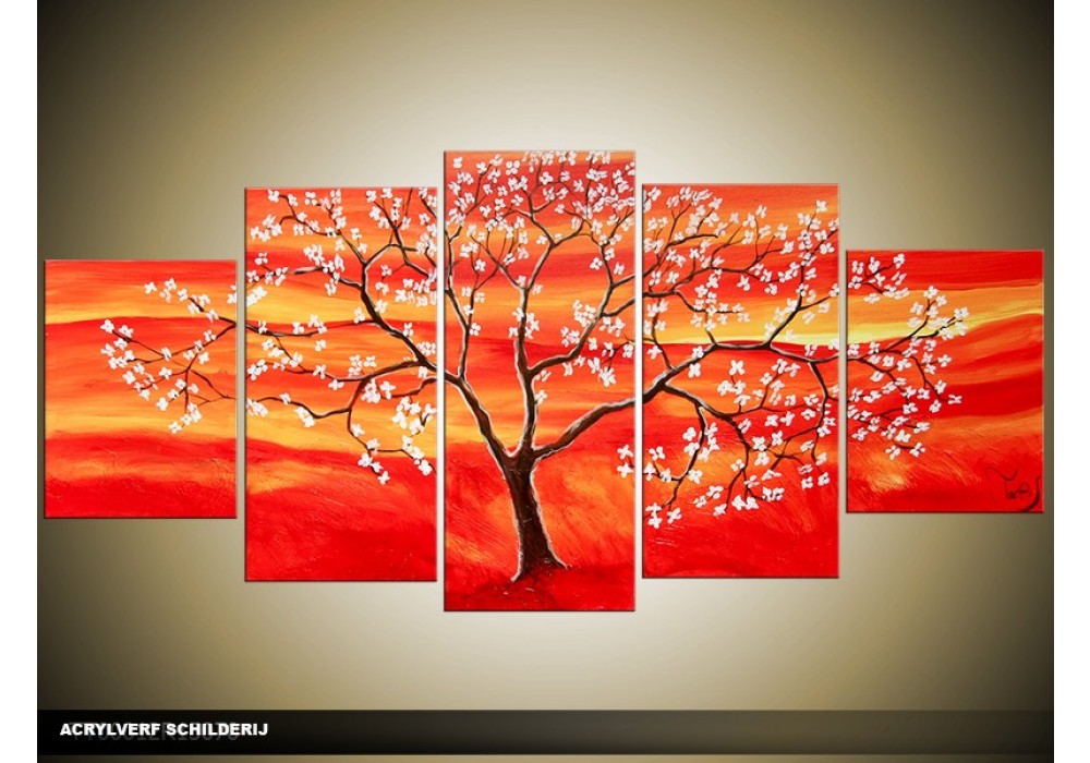 Acryl Schilderij Modern | Rood, Oranje, Geel | 150x70cm