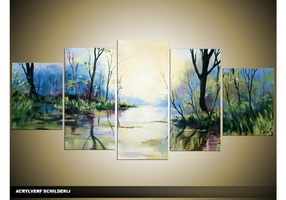 constant Eenzaamheid Verdraaiing Acryl Schilderij Natuur | Blauw, Groen, Crème