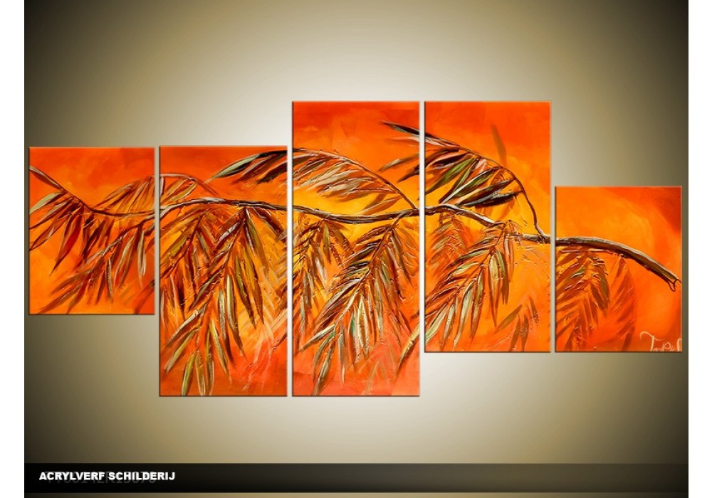 Vet Nietje schreeuw Acryl Schilderij Natuur | Oranje, Rood, Geel | 150x70cm