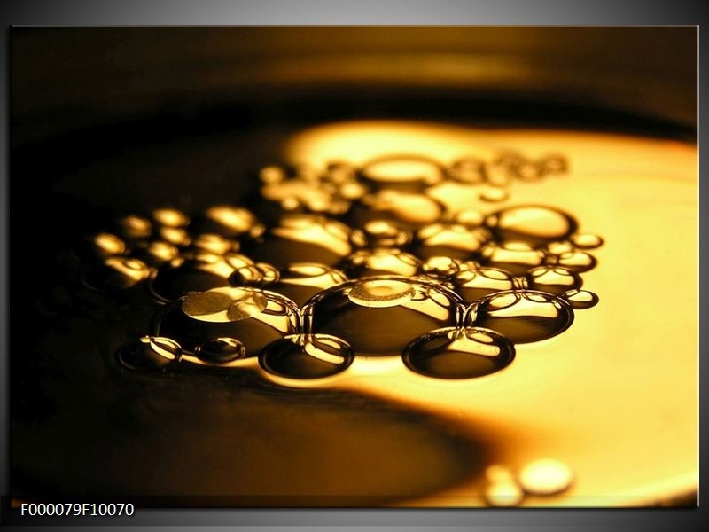Foto canvas schilderij Druppel | Goud, Geel, Zwart
