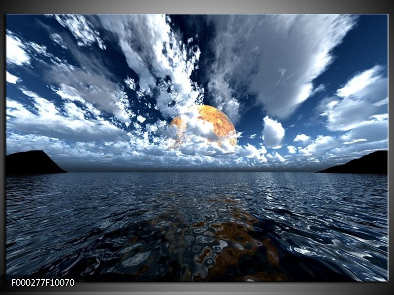 Foto canvas schilderij Zee | Blauw, Wit, Grijs