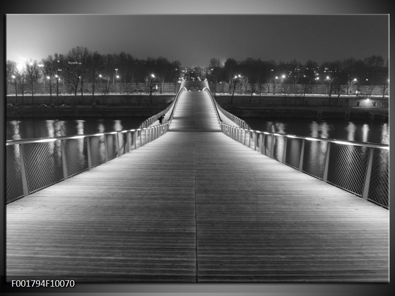 Foto canvas schilderij Brug | Grijs, Wit