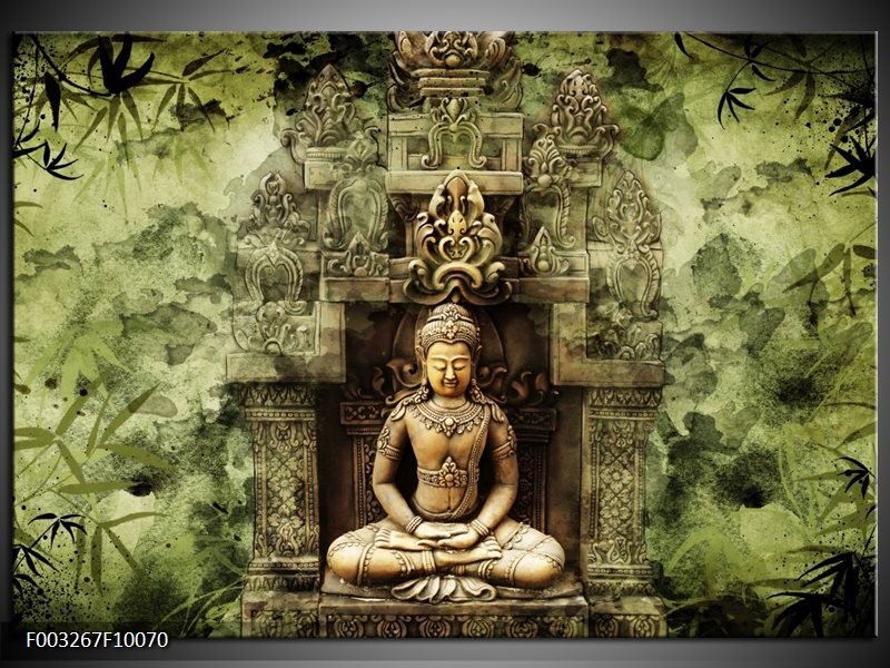 Misschien Onschuldig welzijn Foto canvas schilderij Boeddha | Groen, Bruin