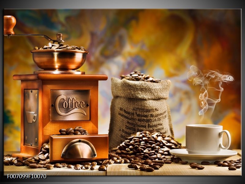 Canvas Schilderij Koffie, Keuken Geel, Oranje