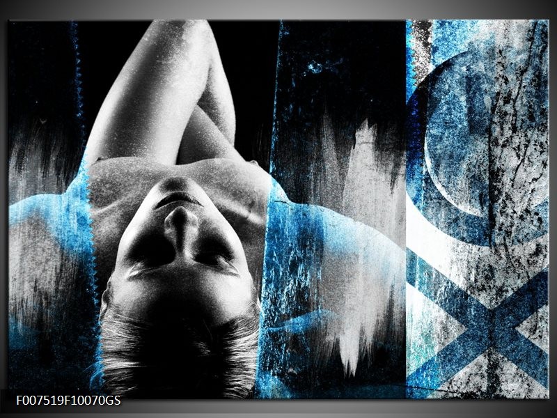 Knipoog zwanger breuk Glas Schilderij Vrouw, Kunst | Grijs, Blauw | GroepArt