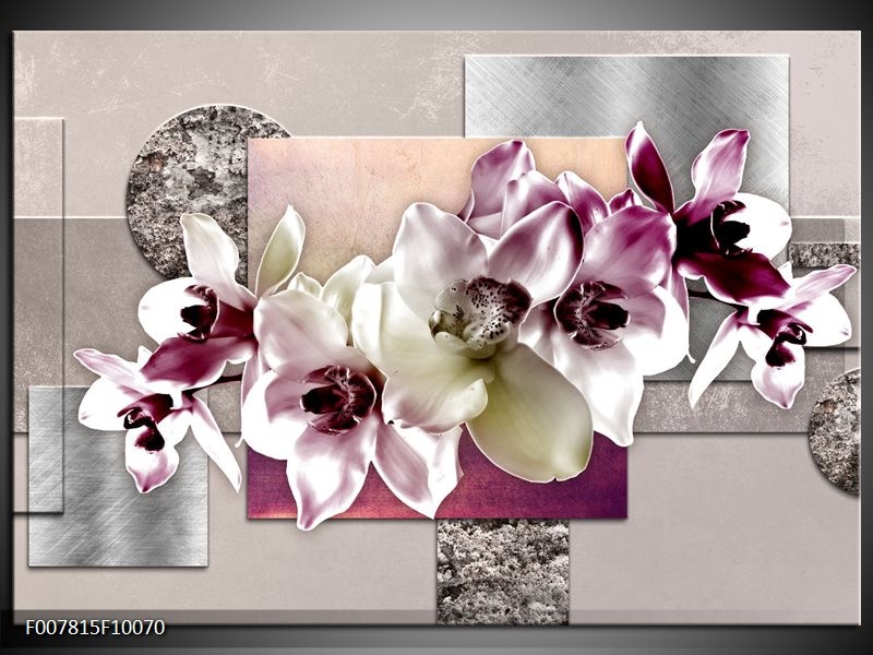 Hedendaags Canvas Schilderij Orchidee, Bloemen | Paars, Grijs DI-58