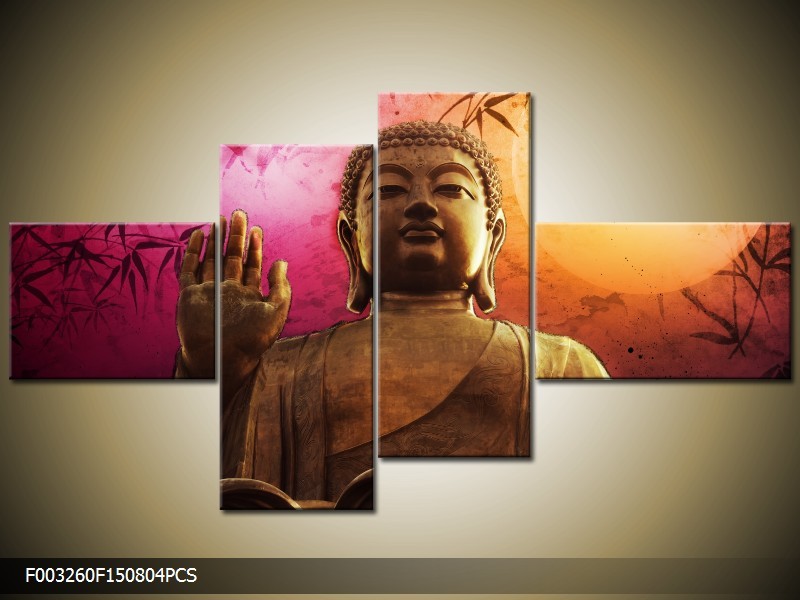 OP VOORRAAD Foto canvas schilderij Boeddha | Kleur: Paars, Bruin, Wit | F003260