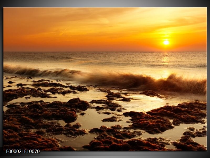 Foto canvas schilderij Zee | Bruin, Geel, Oranje