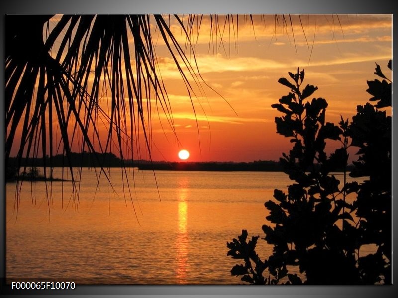 Foto canvas schilderij Zonsondergang | Oranje, Zwart, Geel