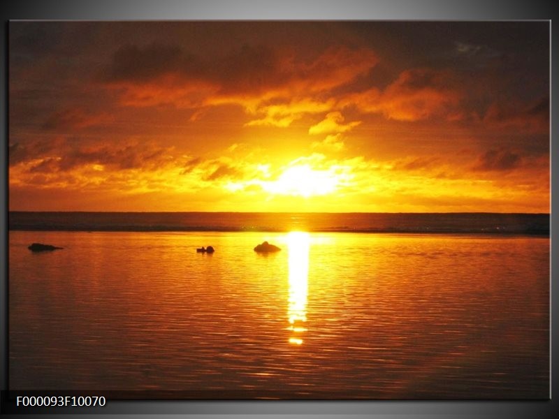 Foto canvas schilderij Zonsondergang | Geel, Oranje, Bruin