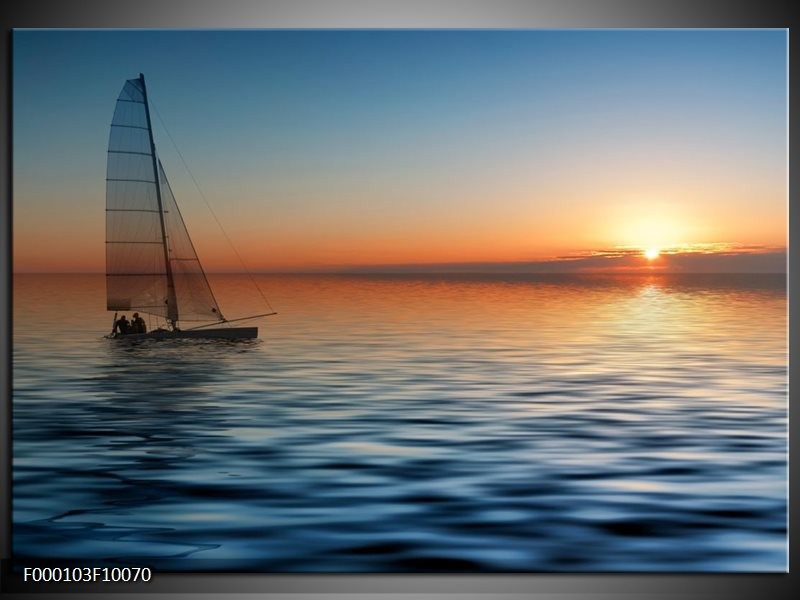 Foto canvas schilderij Zonsondergang | Blauw, Geel, Oranje