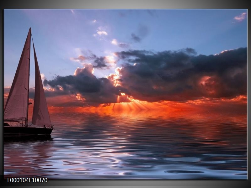 Foto canvas schilderij Boot | Rood, Grijs, Wit