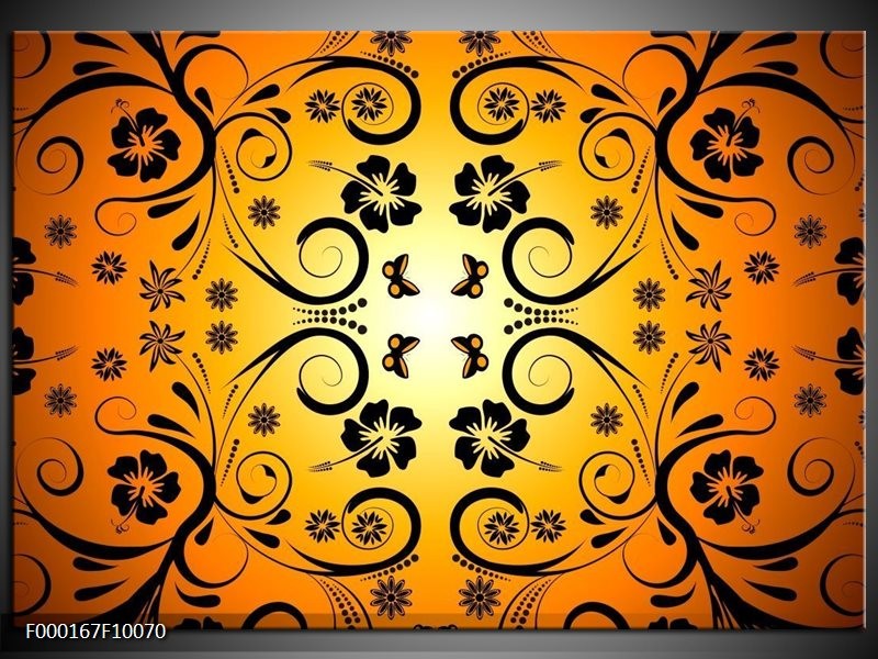 Foto canvas schilderij Abstract | Zwart, Geel, Oranje