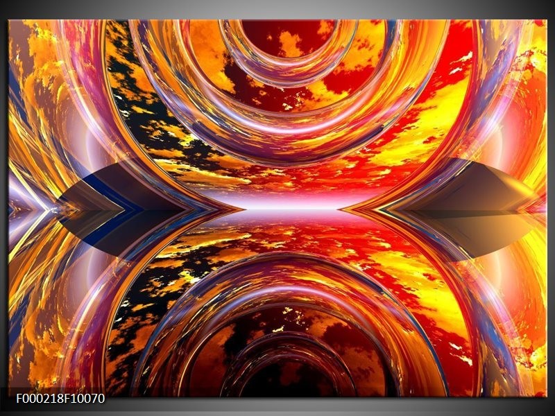 Foto canvas schilderij Abstract | Rood, Geel, Grijs