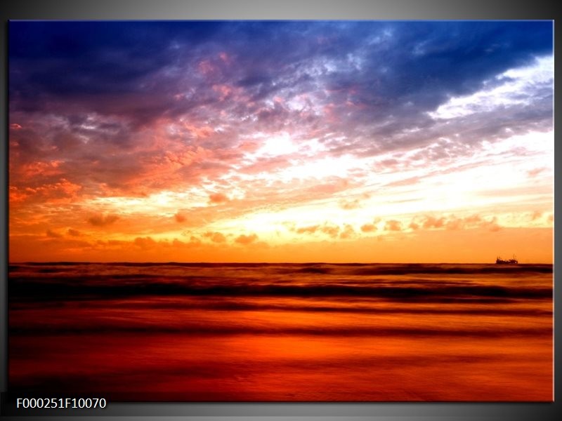Foto canvas schilderij Zonsondergang | Rood, Blauw, Geel