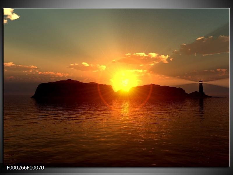 Foto canvas schilderij Zonsondergang | Geel, Bruin, Zwart