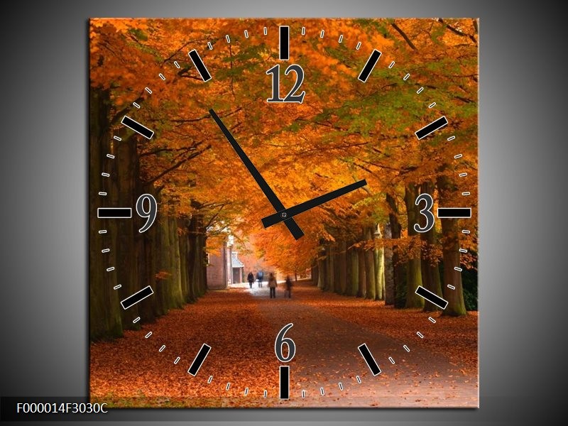 Wandklok op Canvas Herfst | Kleur: Bruin, Oranje, Groen | F000014C