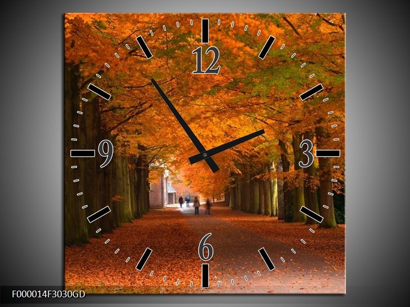 Wandklok op Glas Herfst | Kleur: Bruin, Oranje, Groen | F000014CGD