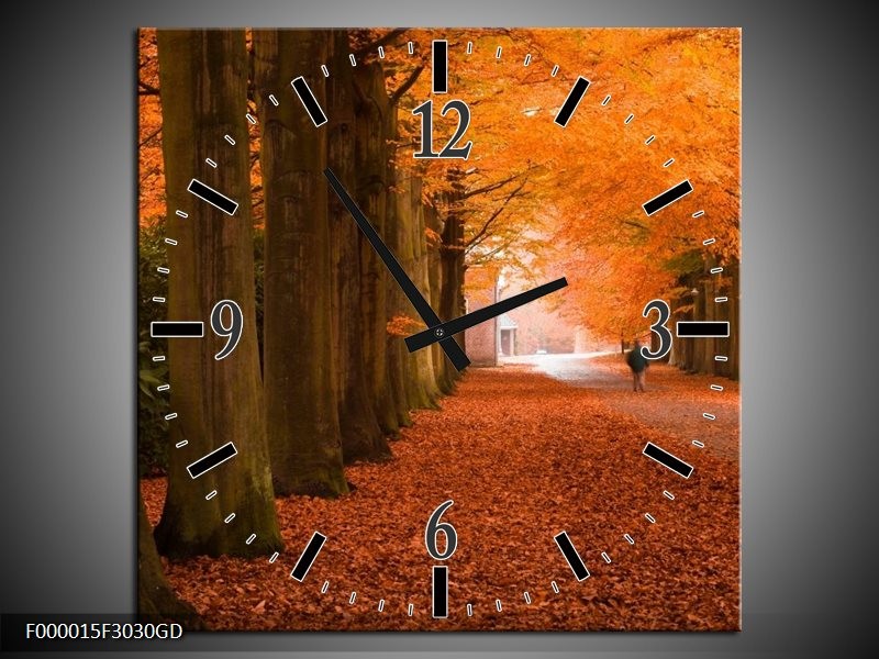 Wandklok op Glas Herfst | Kleur: Oranje, Bruin, Groen | F000015CGD