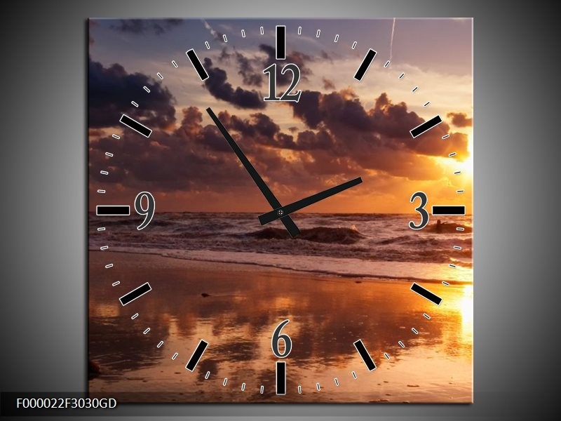 Wandklok op Glas Zee | Kleur: Geel, Bruin, Paars | F000022CGD