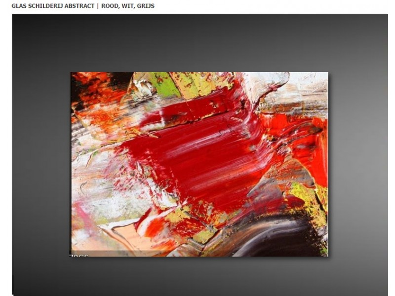 GLAS SCHILDERIJ ABSTRACT | ROOD, WIT, GRIJS | 70x50cm 1Luik F000088GS