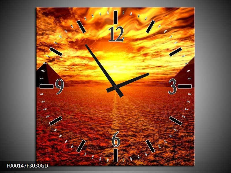 Wandklok op Glas Egypte | Kleur: Oranje, Geel, Rood | F000147CGD