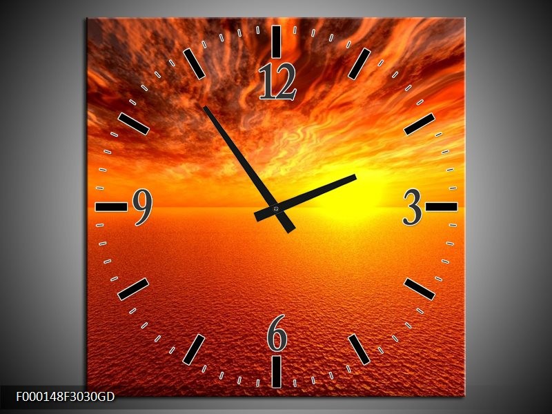 Wandklok op Glas Zonsondergang | Kleur: Geel, Oranje | F000148CGD