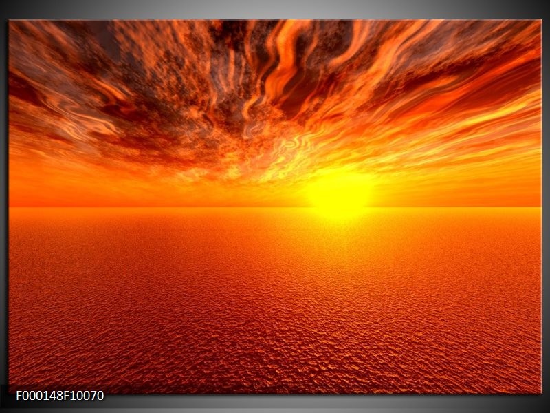 Glas schilderij Zonsondergang | Geel, Oranje