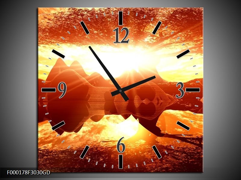 Wandklok op Glas Abstract | Kleur: Geel, Oranje, Bruin | F000178CGD