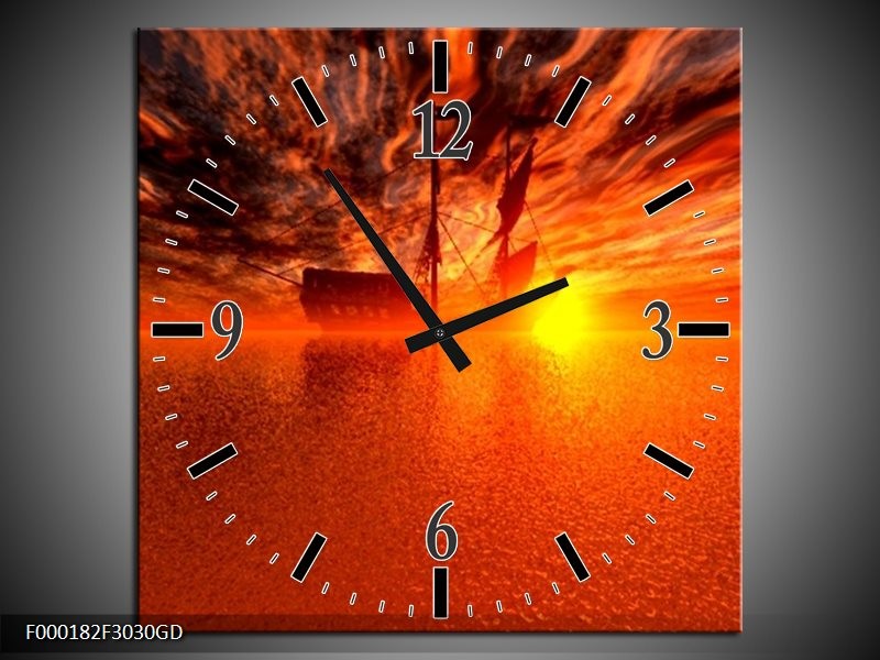 Wandklok op Glas Boot | Kleur: Rood, Oranje, Geel | F000182CGD