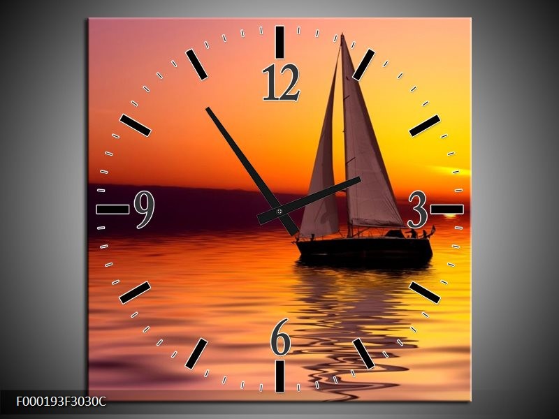 Wandklok op Canvas Boot | Kleur: Rood, Geel, Zwart | F000193C