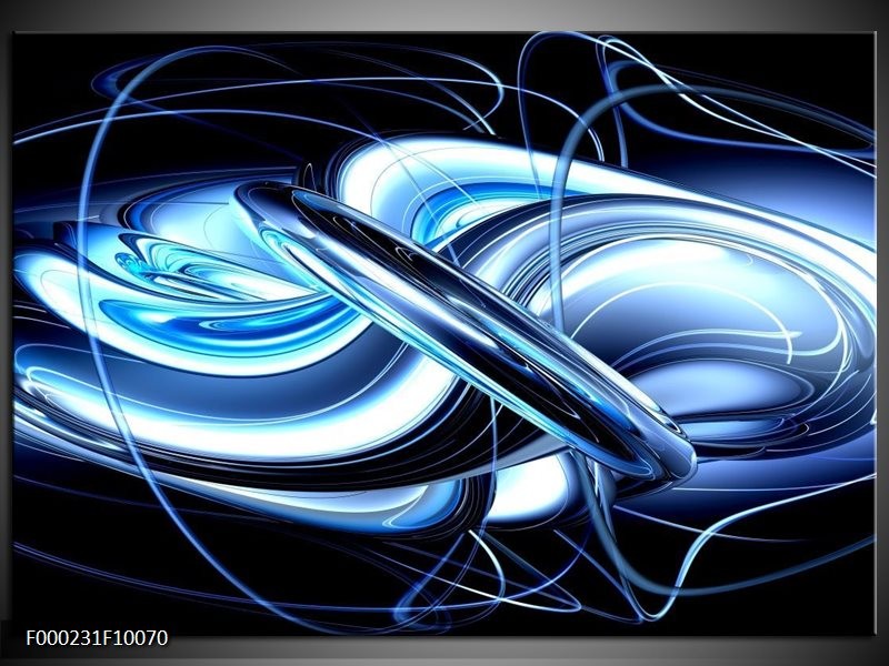 Glas schilderij Abstract | Blauw, Wit, Zwart