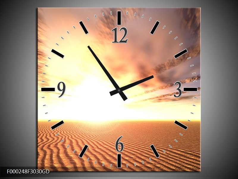 Wandklok op Glas Zonsondergang | Kleur: Wit, Geel, Grijs | F000248CGD