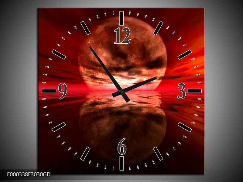 Wandklok op Glas Zonsondergang | Kleur: Rood, Oranje, Zwart | F000338CGD